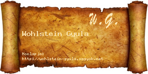 Wohlstein Gyula névjegykártya